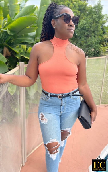 Peachy Shimmer Cutout Handmade Top