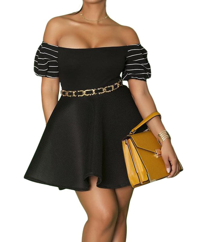 Black Plus Size Off Shoulder Dress - Eccentrik Collections, LLC