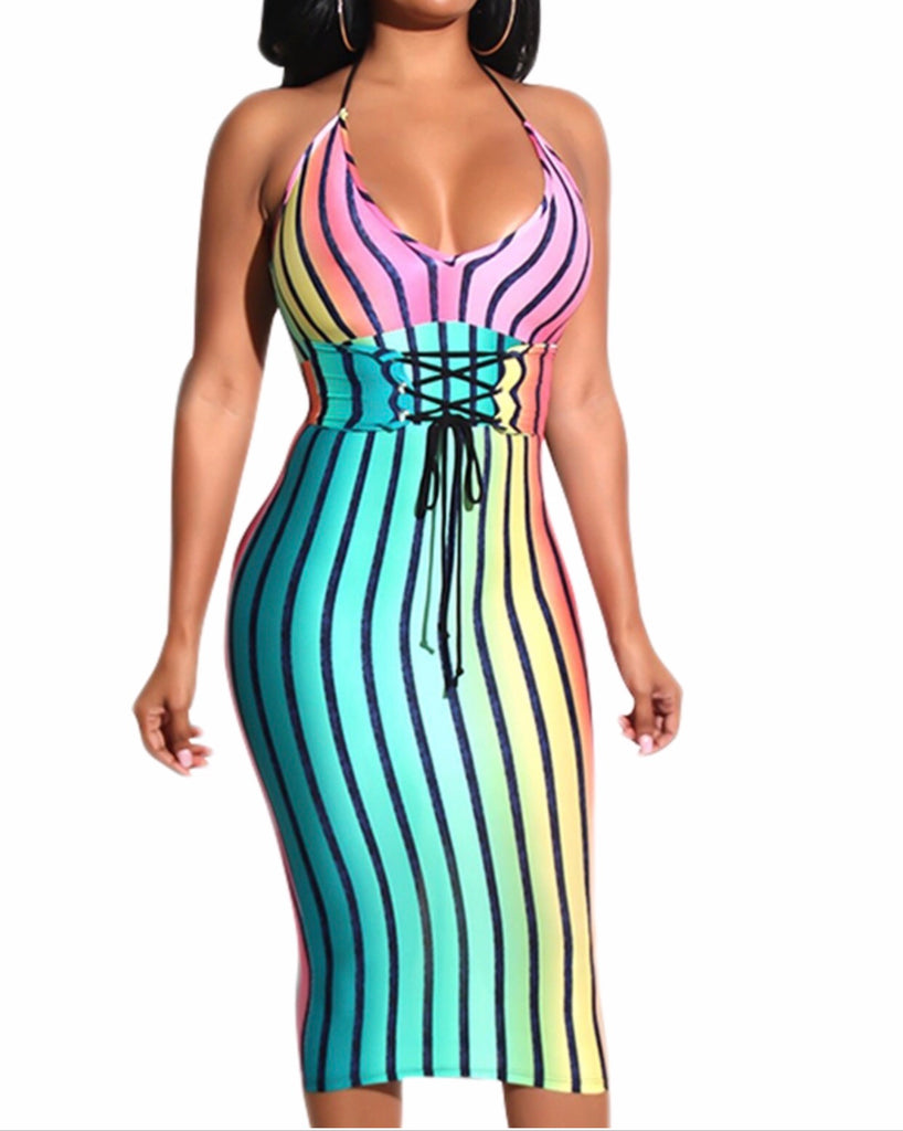 Multicolor Bodycon Dress - Eccentrik Collections, LLC