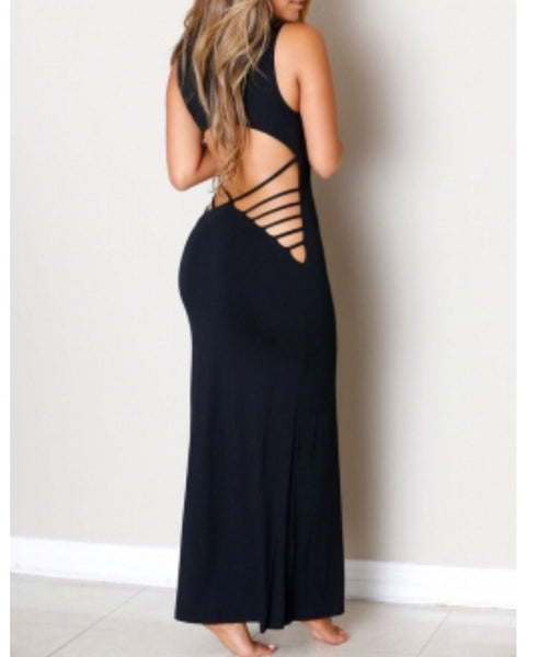 Black Cutout Back Maxi Dress - Eccentrik Collections, LLC