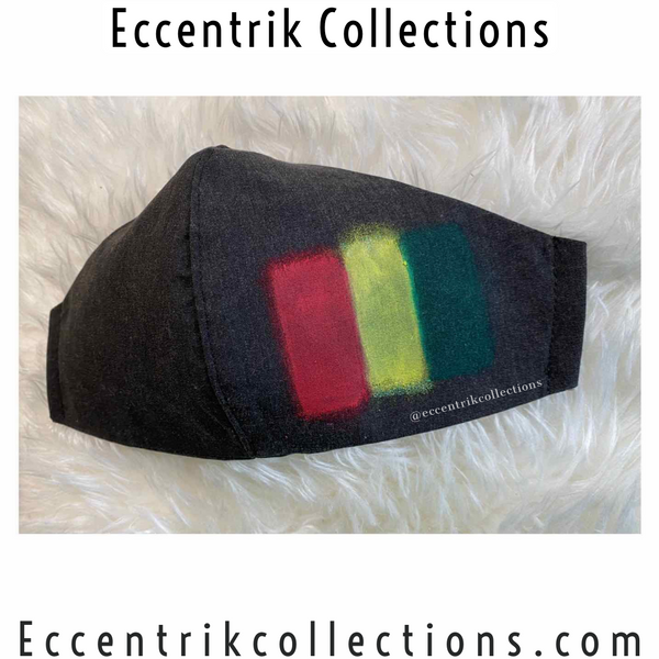 Unisex Hand Painted Charcoal Black Washable Face Mask - Eccentrik Collections, LLC