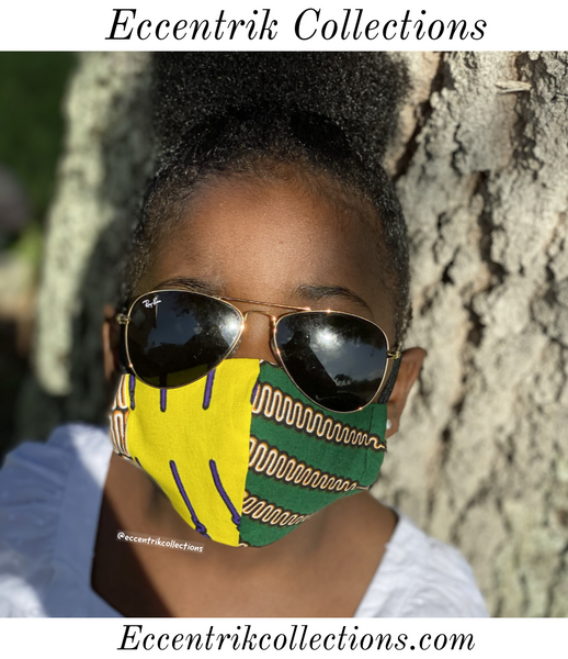 Small Kids African Print Washable Face Mask - Eccentrik Collections, LLC