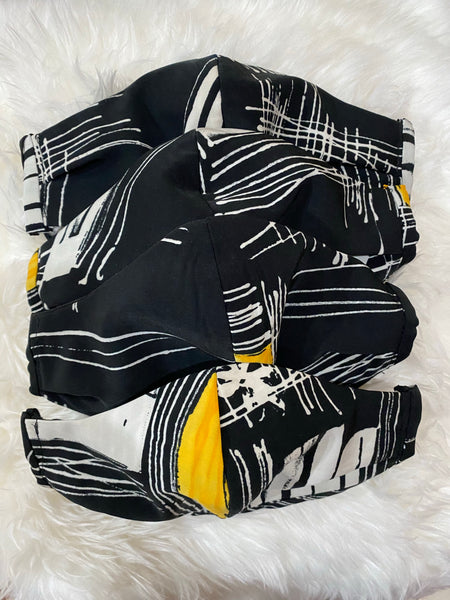Black Printed Washable Face Mask - Eccentrik Collections, LLC