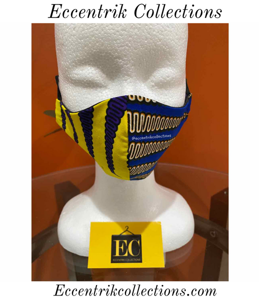 Young Kids African Print Washable Face Mask - Eccentrik Collections, LLC