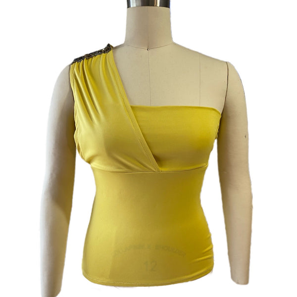 Mustard Handmade One Shoulder Top - Eccentrik Collections, LLC