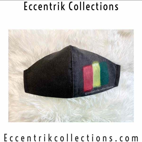 Unisex Hand Painted Charcoal Black Washable Face Mask - Eccentrik Collections, LLC