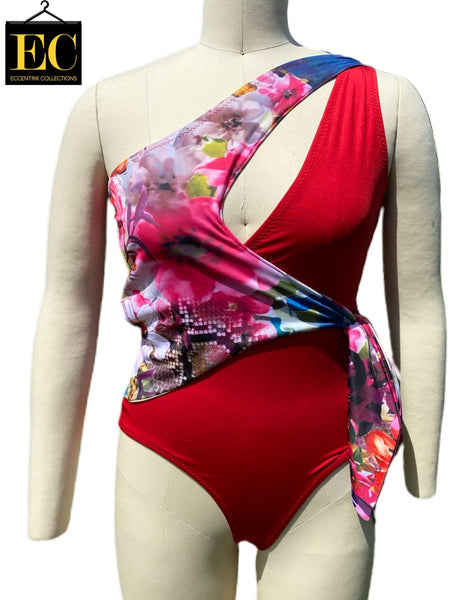 Floral One Shoulder Swimsuit - Eccentrik Collections, LLC