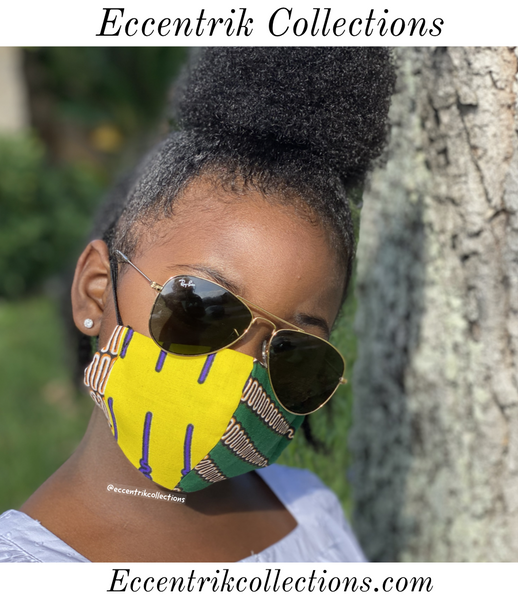 Small Kids African Print Washable Face Mask - Eccentrik Collections, LLC