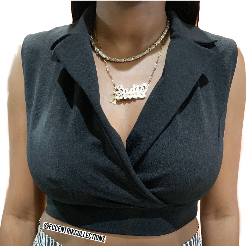 Black Blazer Crop Top - Eccentrik Collections, LLC