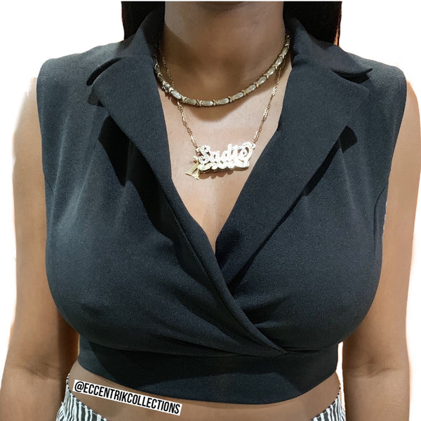 Black Blazer Crop Top - Eccentrik Collections, LLC