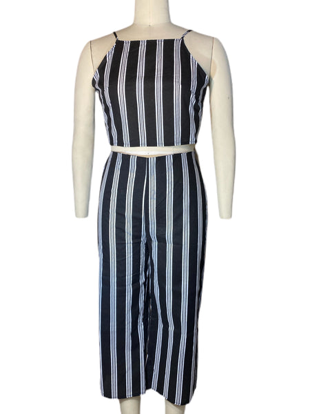 Stripe Crop Top Pant Set - Eccentrik Collections, LLC