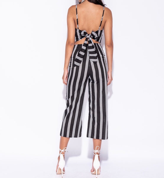 Stripe Crop Top Pant Set - Eccentrik Collections, LLC