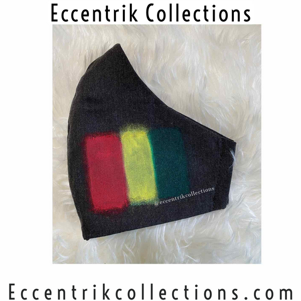 Unisex Hand Painted Charcoal Black Washable Face Mask - Eccentrik Collections, LLC