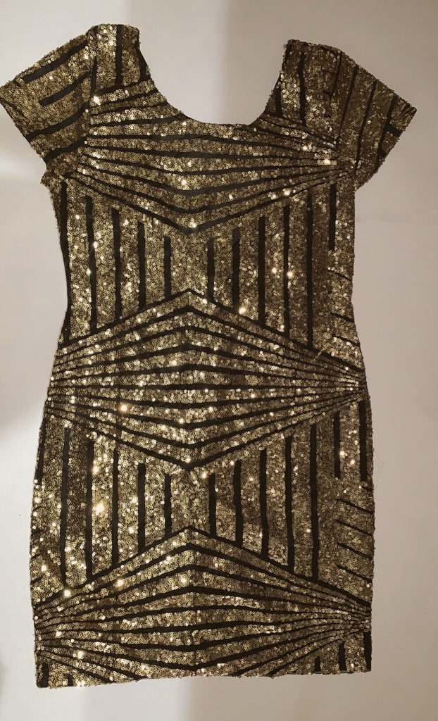 Short Sleeve Sequins Mini Dress - Eccentrik Collections, LLC