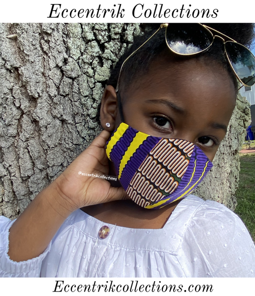 Small Kids African Print Washable Face Mask - Eccentrik Collections, LLC