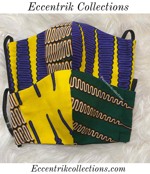 Small Kids African Print Washable Face Mask - Eccentrik Collections, LLC