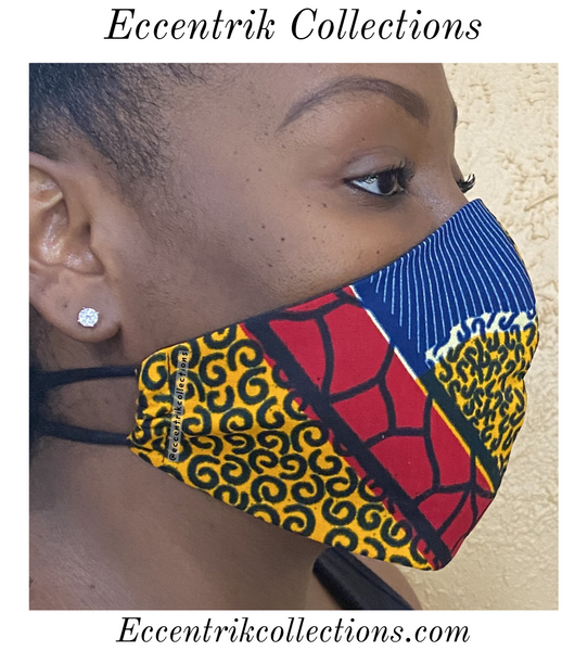 Unisex African Print Washable Face Mask - Eccentrik Collections, LLC