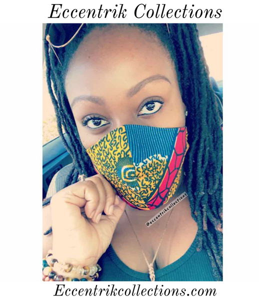 Unisex African Print Washable Face Mask - Eccentrik Collections, LLC