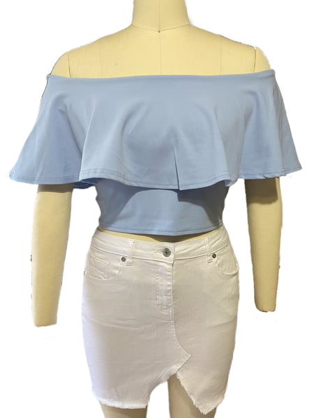 Off Shoulder Frill Crop Top - Eccentrik Collections, LLC