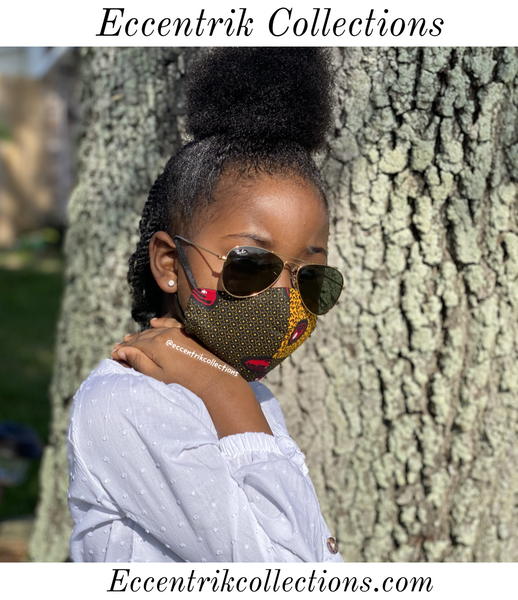 Kids African Print Washable Face Mask (Small & Young) - Eccentrik Collections, LLC