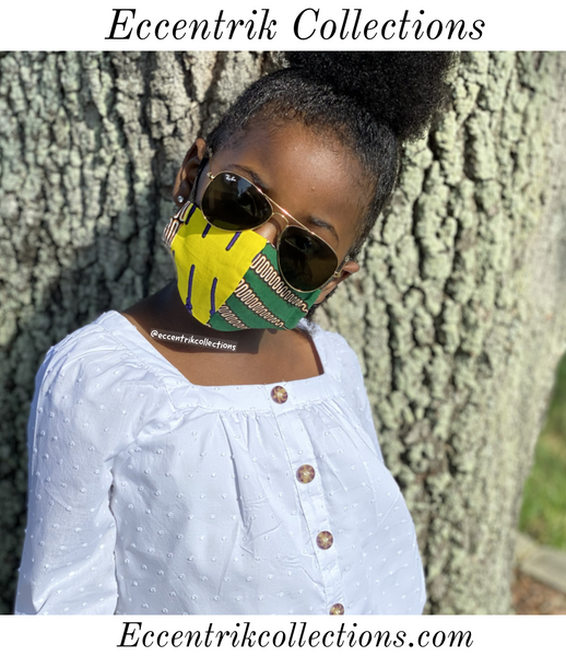 Small Kids African Print Washable Face Mask - Eccentrik Collections, LLC