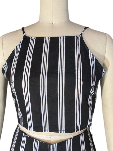 Stripe Crop Top Pant Set - Eccentrik Collections, LLC