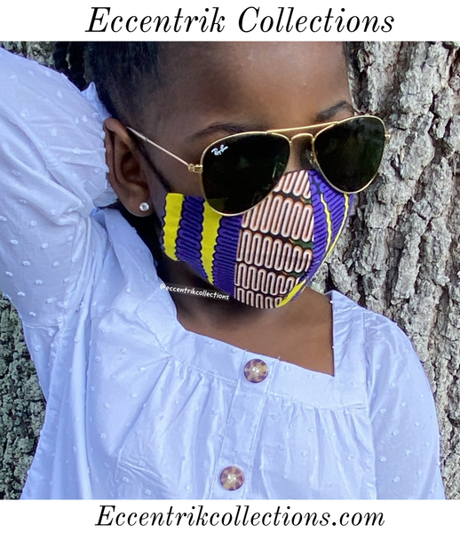 Small Kids African Print Washable Face Mask - Eccentrik Collections, LLC