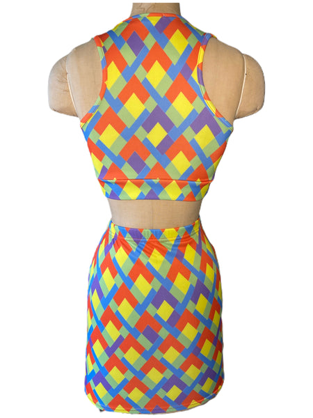 Multi Colored Two Piece Skirt Set - Eccentrik Collections, LLC