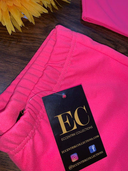 Neon Pink Two Piece Biker Set - Eccentrik Collections, LLC