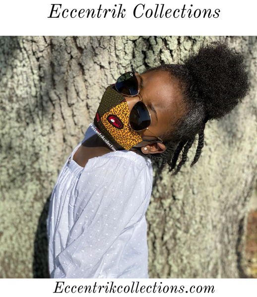 Kids African Print Washable Face Mask (Small & Young) - Eccentrik Collections, LLC 