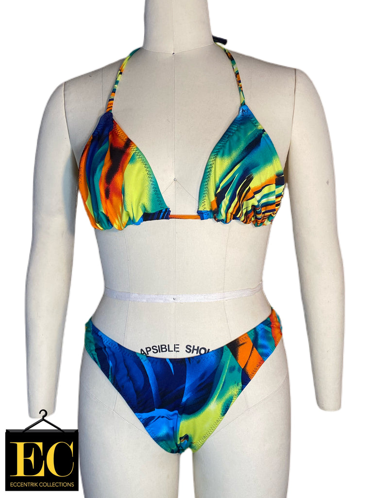 Multicolor Two Piece Bikini Swimsuit Set - Eccentrik Collections, LLC 