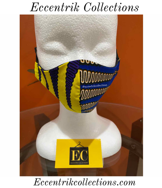 Young Kids African Print Washable Face Mask - Eccentrik Collections, LLC 
