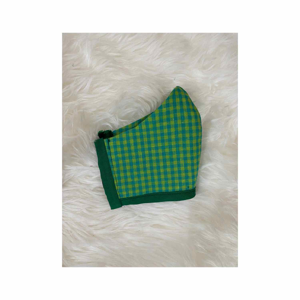 Small Kids Green Checkered Washable Face Mask - Eccentrik Collections, LLC 
