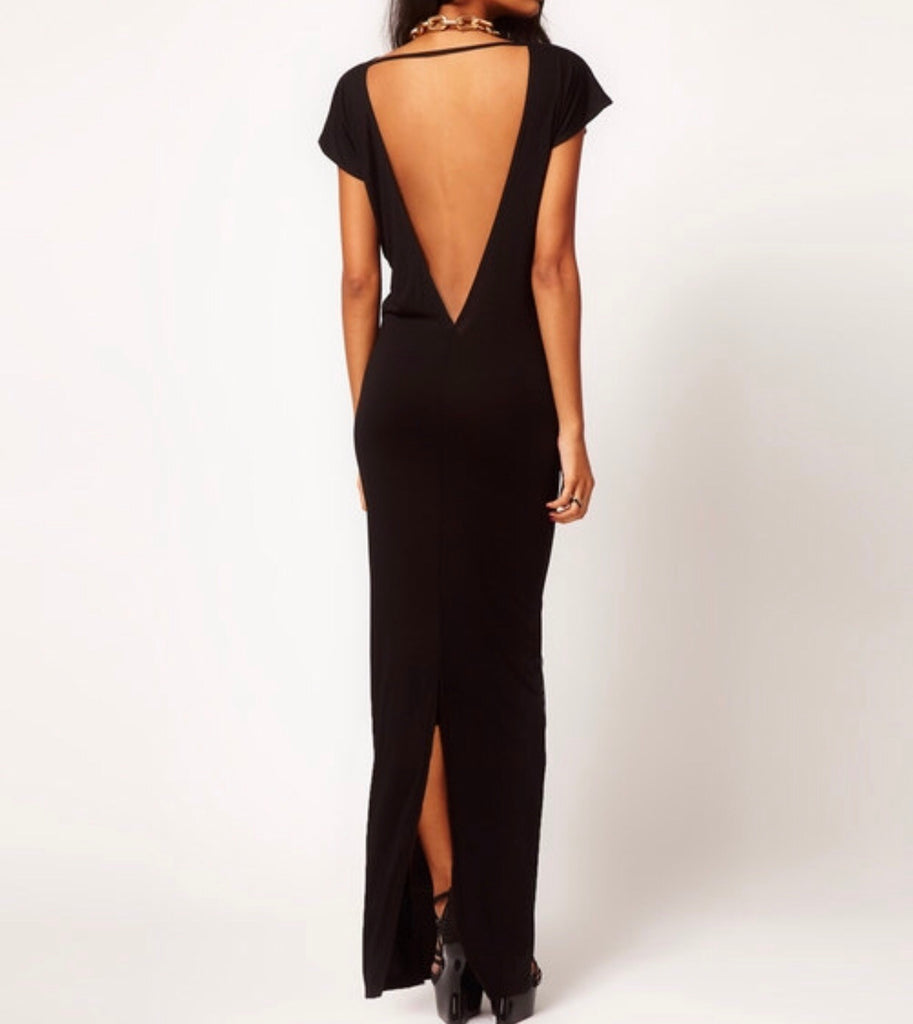 Black Hollow Back Maxi Dress - Eccentrik Collections, LLC 