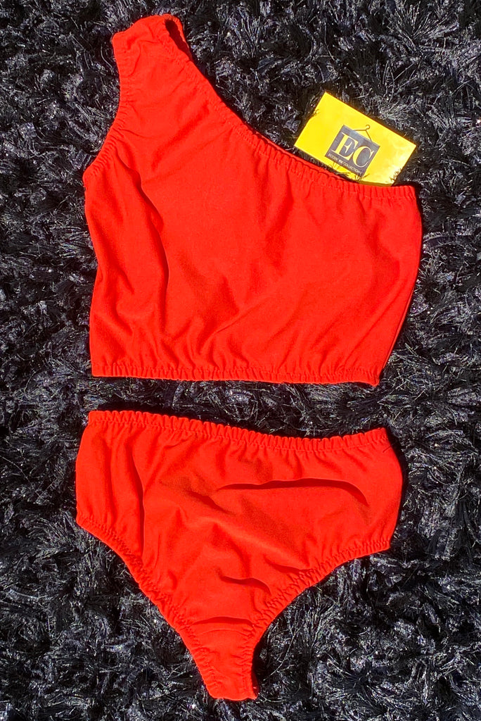 Orange Two Piece Thong Swimsuit Set - Eccentrik Collections, LLC 