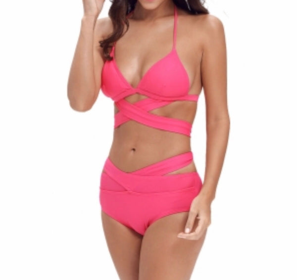 Pink Cutout 2pcs Swimwear - Eccentrik Collections, LLC 