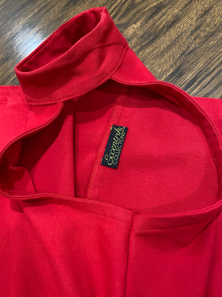 Red Mock Neck Bodycon Maxi Dress - Eccentrik Collections, LLC 