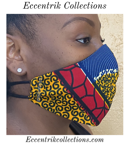 Unisex African Print Washable Face Mask - Eccentrik Collections, LLC 