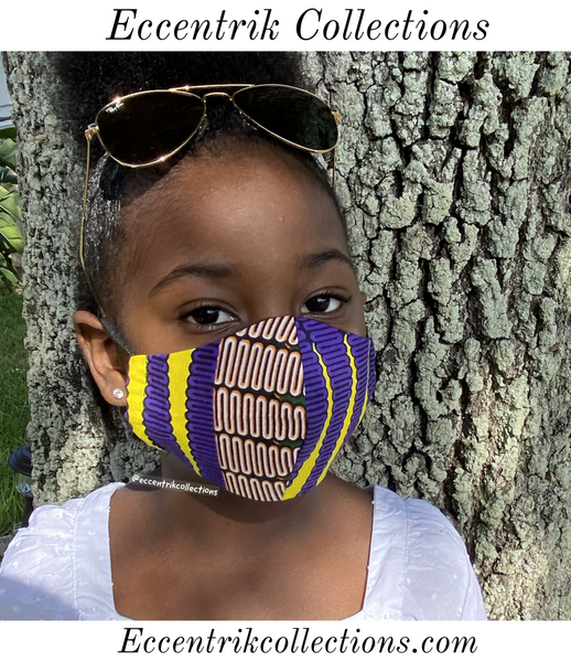 Small Kids African Print Washable Face Mask - Eccentrik Collections, LLC 