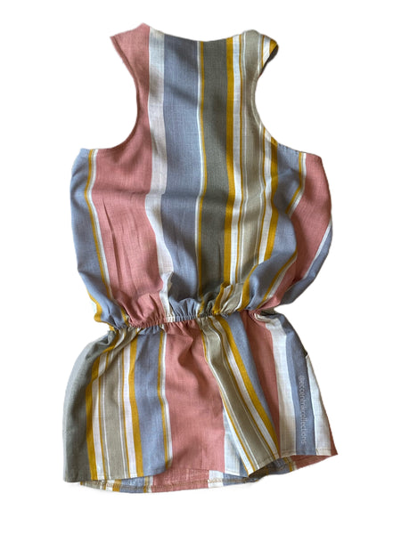 Stripe Handmade Linen Romper - Eccentrik Collections, LLC 
