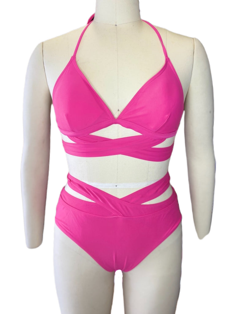 Pink Cutout 2pcs Swimwear - Eccentrik Collections, LLC 