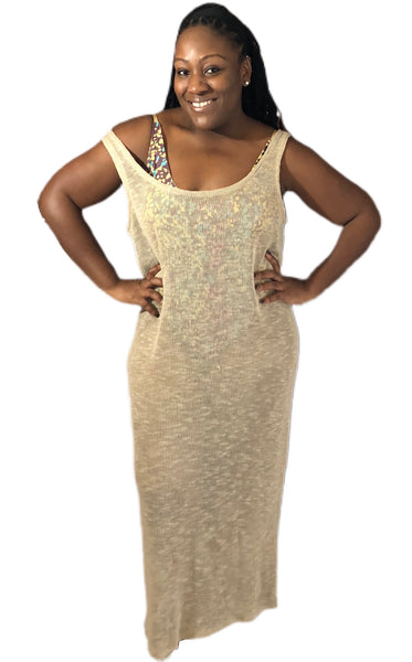 Plus Size Oatmeal Handmade Maxi Dress - Eccentrik Collections, LLC 
