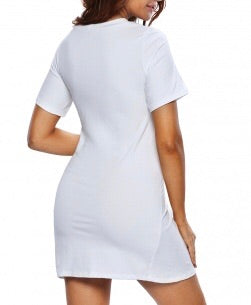 White Lace up Tee Dress - Eccentrik Collections, LLC 
