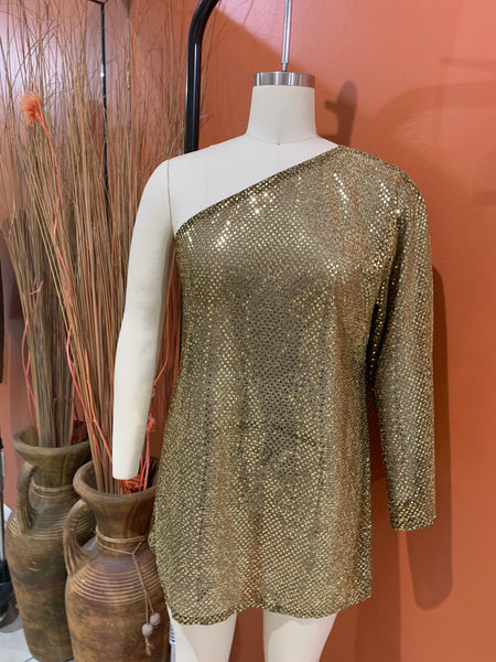 One Shoulder Sequins Mini Dress - Eccentrik Collections, LLC 