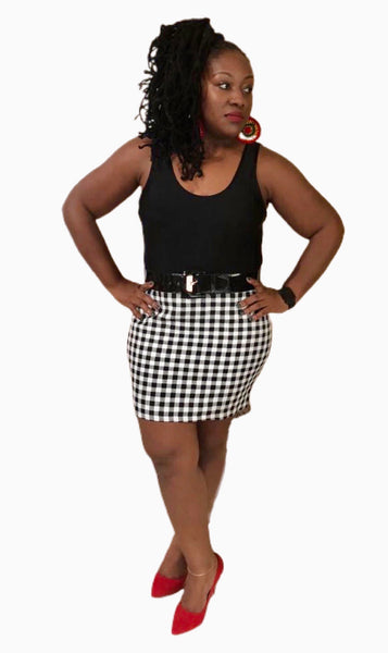 Black and White Checkered Mini Skirt - Eccentrik Collections, LLC 