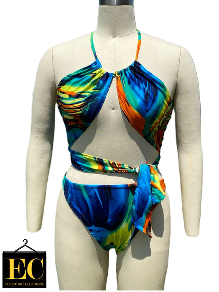 MultiColor Two Piece Bikini Swimsuit Set - Eccentrik Collections, LLC 