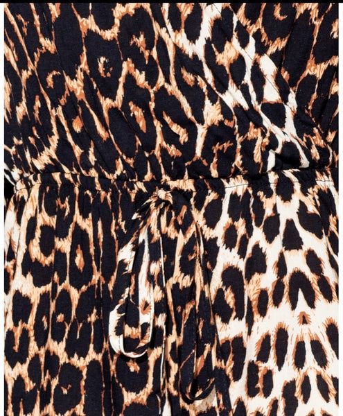 Leopard Wrap Front Romper - Eccentrik Collections, LLC 
