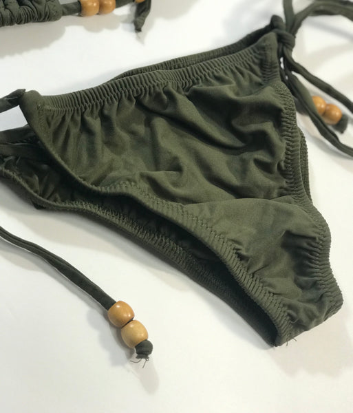 Olive Green Two Piece Bikini Swimsuit - Eccentrik Collections, LLC 